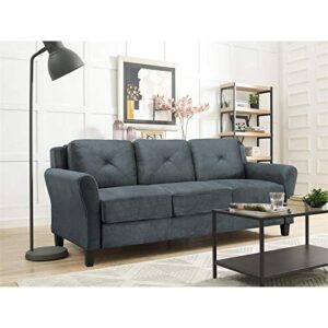 BOWERY HILL Microfiber Upholstery Living Room Sofa Couch in Dark Gray