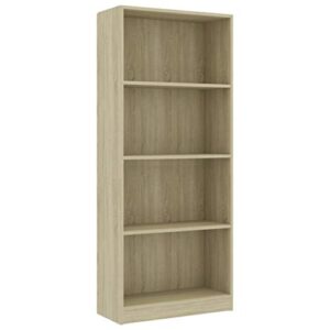 vidaxl 4-tier book cabinet home living room bedroom office storage rack organizer side shelf bookcase furniture sonoma oak engineered wood