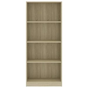 vidaXL 4-Tier Book Cabinet Home Living Room Bedroom Office Storage Rack Organizer Side Shelf Bookcase Furniture Sonoma Oak Engineered Wood