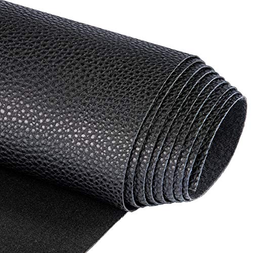 TORRAMI Soft Synthetic PU Fabric Material Faux Leather Sheets 1 Yards 54" x 36", 0.95mm Thick for Upholstery, DIY Crafts, Pebbled Pattern Black