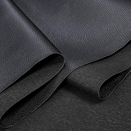 TORRAMI Soft Synthetic PU Fabric Material Faux Leather Sheets 1 Yards 54" x 36", 0.95mm Thick for Upholstery, DIY Crafts, Pebbled Pattern Black