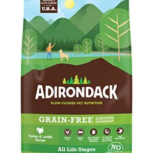 Adirondack Dog Food Made in USA [Limited Ingredient Grain Free Dog Food], All Life Stages Dry Dog Food, Turkey and Lentils Recipe, 25 lb. Bag