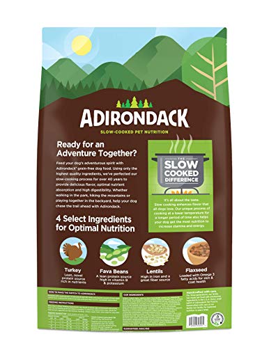 Adirondack Dog Food Made in USA [Limited Ingredient Grain Free Dog Food], All Life Stages Dry Dog Food, Turkey and Lentils Recipe, 25 lb. Bag