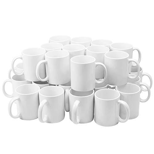 MYSUB Sublimation Mugs, Cups 11oz Sublimation Ceramic Blank Coffee Mugs,White Cups, Sulimation Blanks, Blank White Mugs-36 pack bulk bundle (36pc White)