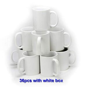 MYSUB Sublimation Mugs, Cups 11oz Sublimation Ceramic Blank Coffee Mugs,White Cups, Sulimation Blanks, Blank White Mugs-36 pack bulk bundle (36pc White)