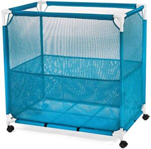 kitlife pool storage bin, pool toy storage cart, durable uv resistant fabric resists fading and cracking, medium size 36 x 36 x 24, bonus mesh bag included teal