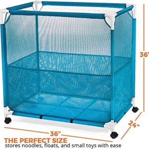 KITLIFE Pool Storage Bin, Pool Toy Storage Cart, Durable UV Resistant Fabric Resists Fading and Cracking, Medium Size 36 x 36 x 24, Bonus Mesh Bag Included Teal