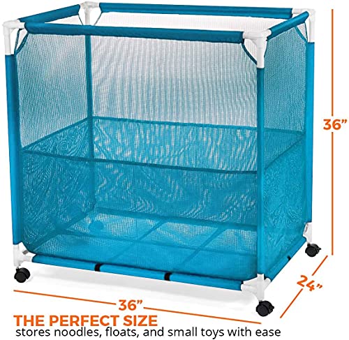 KITLIFE Pool Storage Bin, Pool Toy Storage Cart, Durable UV Resistant Fabric Resists Fading and Cracking, Medium Size 36 x 36 x 24, Bonus Mesh Bag Included Teal