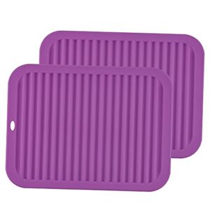 smithcraft silicone trivets for hot dishes, pots and pans, hot pad 9"x12for kitchen, multi-purpose silicone trivet mat, heat resistant mat for quartz counter & table, silicone pot holders set 2 purple