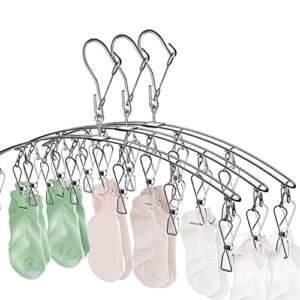 Suwimut 10 Pack Stainless Steel Laundry Drying Rack Clothes Hanger with 10 Clips Windproof for Drying Socks, Bras, Cloth Diapers, Towel, Underwear, Scarf, Hat, Pants and Gloves