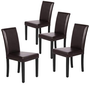 topeakmart dining room chairs kitchen dining chairs side chairs for kitchen, restaurants, dinning room brown, set of 4