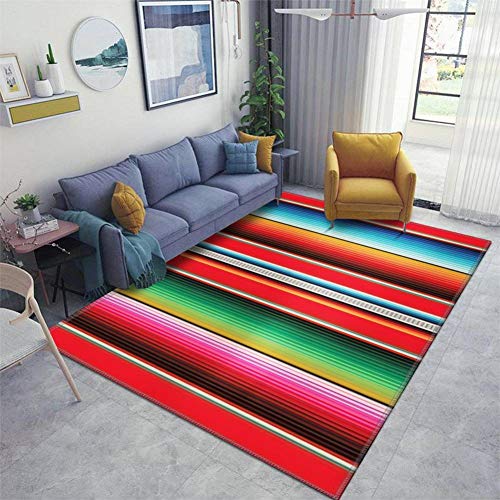 Mexican Rug Pattern Serape Stripes Vector Detail Background with Area Rugs Floor Mat Non Slip Throw Rugs Soft Door Mat Nursery Carpet for Living Room Home Indoor Outdoor Runner Rugs Yoga Mat