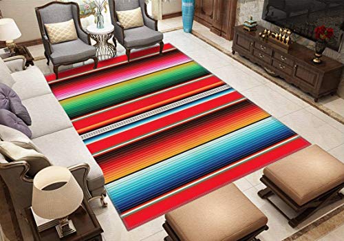 Mexican Rug Pattern Serape Stripes Vector Detail Background with Area Rugs Floor Mat Non Slip Throw Rugs Soft Door Mat Nursery Carpet for Living Room Home Indoor Outdoor Runner Rugs Yoga Mat