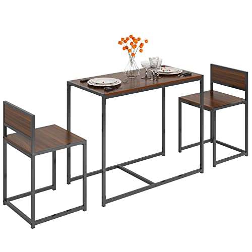 SogesHome Compact Dining Table Set with 2 Chairs, Small 3 Piece Lunch Table Set, Breakfast Table Chair Set for Kitchen, Living-Room