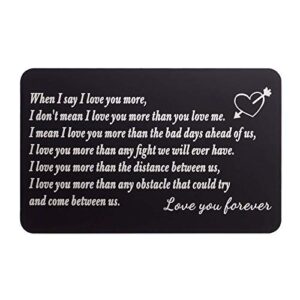 personalized engraved wallet card insert for husband boyfriend - i choose you - romantic custom love message metal card for him from wife girlfriend for birthday christmas valentines anniversary day