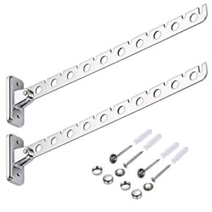 sumnacon 14.4 inch stainless steel clothes hanger rack, 2 pcs wall mounted folding garment hooks, space saver clothing and closet rod storage organizer for laundry room bedroom bathroom kitchen