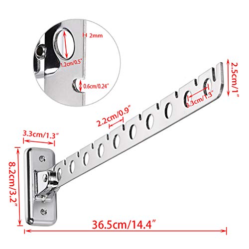 Sumnacon 14.4 Inch Stainless Steel Clothes Hanger Rack, 2 Pcs Wall Mounted Folding Garment Hooks, Space Saver Clothing and Closet Rod Storage Organizer for Laundry Room Bedroom Bathroom Kitchen