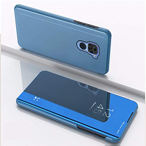 Asdsinfor Compatible with Xiaomi Redmi Note 9S Case Slim Stylish Make Up Mirror Case Multi-Function Flip with Stand Case Compatible with Xiaomi Redmi Note 9 Pro/Note 9 Pro MAX Mirror PU Blue QH