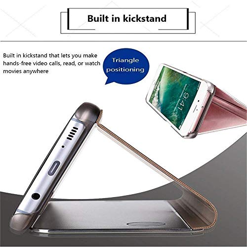 Asdsinfor Compatible with Xiaomi Redmi Note 9S Case Slim Stylish Make Up Mirror Case Multi-Function Flip with Stand Case Compatible with Xiaomi Redmi Note 9 Pro/Note 9 Pro MAX Mirror PU Blue QH