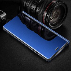 Asdsinfor Compatible with Xiaomi Redmi Note 9S Case Slim Stylish Make Up Mirror Case Multi-Function Flip with Stand Case Compatible with Xiaomi Redmi Note 9 Pro/Note 9 Pro MAX Mirror PU Blue QH