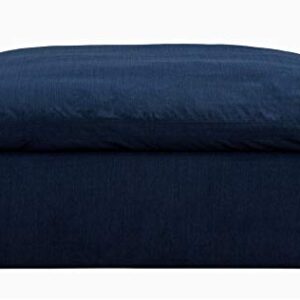 Sunset Trading Contemporary Puff Collection 6PC Slipcovered Modular Filled Chaise Lounge Couch | Stain-Proof Water-Resistant Washable Performance Fabric Sectional Sofa, 176" L-Shaped Pit, Navy Blue