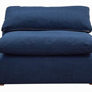 Sunset Trading Contemporary Puff Collection 6PC Slipcovered Modular Filled Chaise Lounge Couch | Stain-Proof Water-Resistant Washable Performance Fabric Sectional Sofa, 176" L-Shaped Pit, Navy Blue