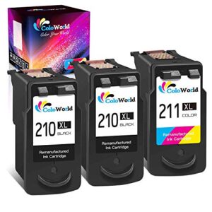 ColoWorld Remanufactured PG-210 XL CL-211XL Ink Cartridge Replacement for Canon 210XL 211XL Use for Canon Pixma MX410 MX350 MP250 MP240 iP2700 MP495 MX330 MX340 MP280 MP480 MP490 iP2702 MP270 Printer