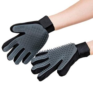 pet grooming gloves (both hands) pet hair remover - gentle, machine washable - deshedding brush glove, cat brush, dog brush, horse brush, for long hair, short hair - dog grooming by cleanhouse pets
