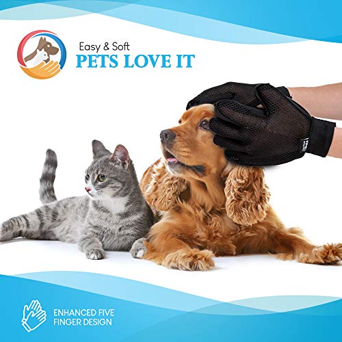 Pet Grooming Gloves (Both Hands) Pet Hair Remover - Gentle, Machine Washable - Deshedding Brush Glove, Cat Brush, Dog Brush, Horse Brush, for Long Hair, Short Hair - Dog Grooming by CleanHouse Pets