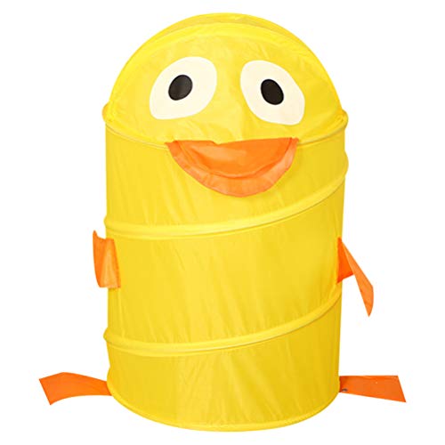 Cabilock Folding Laundry Bucket Cartoon Duck Kids Toy Container Laundry Hamper Bucket Sundries Storage Organizer Washing Basket for Home Bedrooms (Yellow)