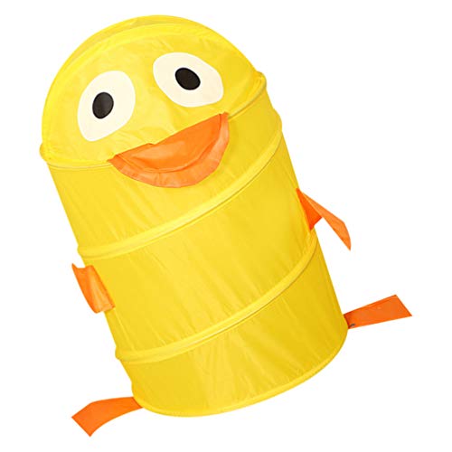 Cabilock Folding Laundry Bucket Cartoon Duck Kids Toy Container Laundry Hamper Bucket Sundries Storage Organizer Washing Basket for Home Bedrooms (Yellow)