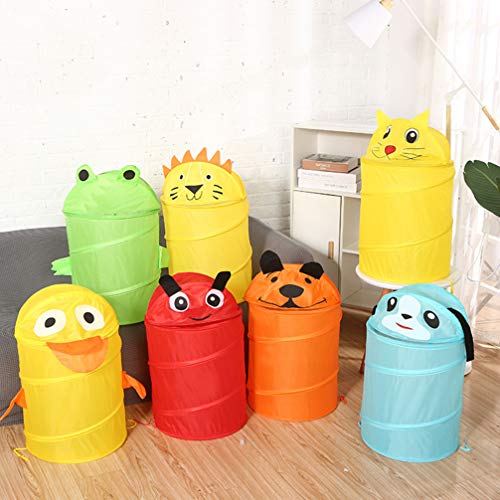 Cabilock Folding Laundry Bucket Cartoon Duck Kids Toy Container Laundry Hamper Bucket Sundries Storage Organizer Washing Basket for Home Bedrooms (Yellow)