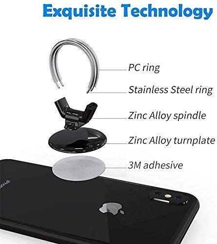 AirFly Phone Finger Ring Holder, 4 in 1, Universal Metal Phone Ring, Table Stand Kickstand, Car Vent Mount, Finger Grip Compatible All Smartphones, Black Matte