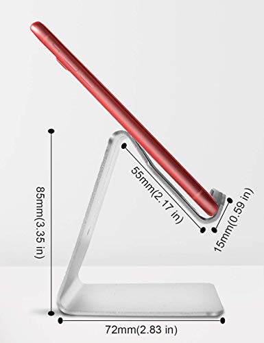 SKEJER Cell Phone Stand, Cellphone Hold, Tablet Dock with Anti-Slip Base, Aluminum Desktop Holder Bracket Compatible with All Smart Phone and Tablets Under 10 Inches-Silver