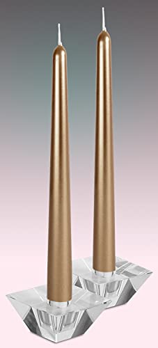 Hyoola Tall Metallic Antique Gold Taper Candles - 12 Inch - Dripless - 12 Pack - 10 Hour Burn Time