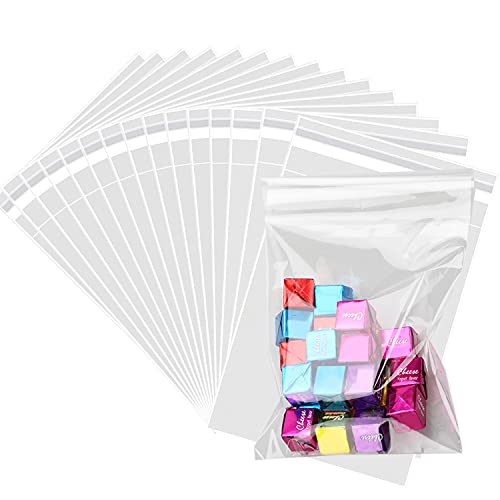 200 pcs Clear 4" x 9" (W:10xL:23CM) Self Seal Cello Cellophane Bags Resealable Poly Bags 2.8 mils for Cookie, Candy, Gift Bakery, Prints, Photos, Cards & Envelopes, Party Decorative