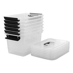 anbers 5 l clear storage bins, plastic latching box with handles, 6 packs, r