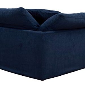 Sunset Trading Contemporary Puff Collection 5PC Performance Fabric Washable Water-Resistant Stain-Proof Navy Blue Slipcovered Modular L-Shaped Sectional Sofa, 176" Deep-Seating Down-Filled Couch