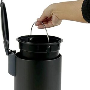 Kela Bathroom Trash Can with Soft Close, Step-On Lid, Black, 0.8 Gallons, 9 inches Tall, Small Waste