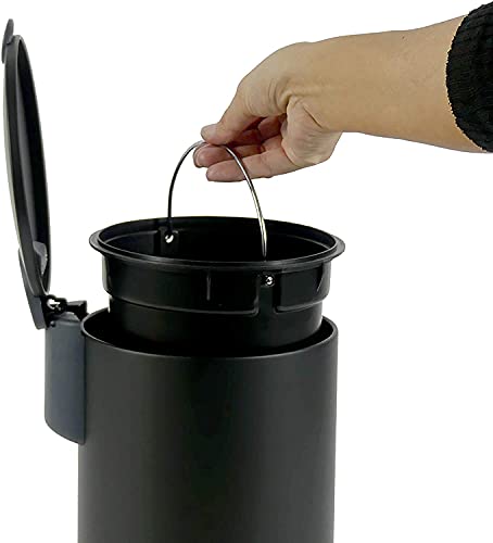 Kela Bathroom Trash Can with Soft Close, Step-On Lid, Black, 0.8 Gallons, 9 inches Tall, Small Waste