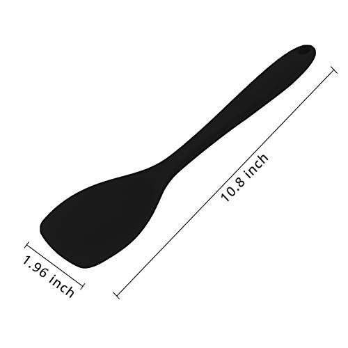 KUFUNG Silicone Spatula Spoon, BPA Free & Food Grade, High Heat Resistant to 480°F, Mix Thick Batters, Scrape Sauces, Stir Pasta & More(Black, Spoon)