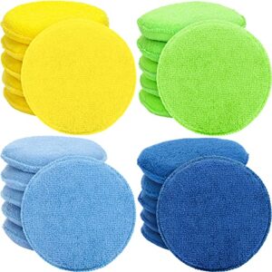 20 Pieces 5 Inch Cars Microfiber Wax Foam Applicator Pads,Microfiber Round Sponge Detailing Cleaning Pads Car Wax Applicator Pads Polish Microfiber Foam Sponge for Cars,Yellow Green Blue Dark Blue