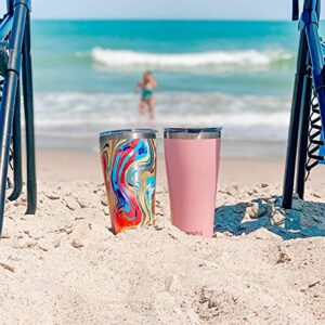 Tervis Triple Walled 30A Beach Happy Insulated Tumbler Cup Keeps Drinks Cold & Hot, 30oz - Stainless Steel, Scene