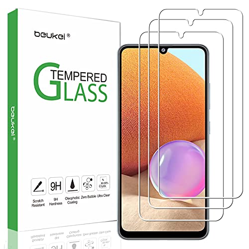 beukei (3 Pack) Compatible for Samsung Galaxy A32 4G / Galaxy A22 4G / Galaxy A31 Screen Protector Tempered Glass, (Not Fit for Galaxy A32 5G) 9H Hardness, (6.4 inch) Anti Scratch, Bubble Free