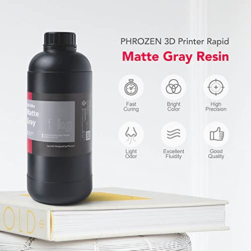 Phrozen 3D Printer ABS-Like Matte Gray Resin,405nm DLP LCD UV-Curing Photopolymer Resin for General Modeling and Prototyping, High Precision Printing, Low Odor, Non-Brittle (1kg)