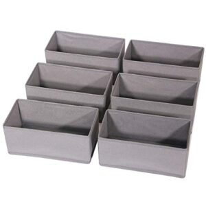 diommell 6 pack foldable cloth storage box closet dresser drawer organizer fabric baskets bins containers divider for clothes underwear bras socks lingerie clothing, m grey 060