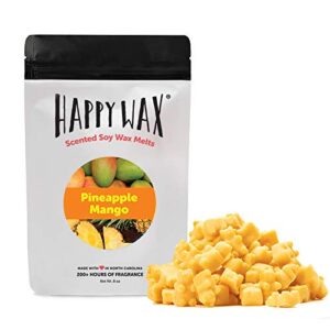 happy wax pineapple mango scented natural soy wax melts – 8 oz. of scented wax melts, made in usa