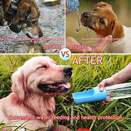 Sofunii Portable Travel Dog Water Bottle with Poop Bag Dispenser &1 Roll Poop Bag