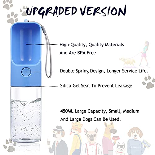 Sofunii Portable Travel Dog Water Bottle with Poop Bag Dispenser &1 Roll Poop Bag