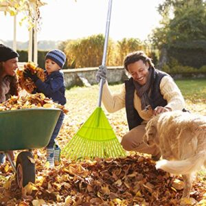 Colwelt Plastic Leaf Rake, Garden Poly Shrub Rake with 56’’ Lightweight Stainless Steel Handle, Include 22Tines Plastic Head & Garden Gloves, Garden Rake Leaf to Collect Loose Debris